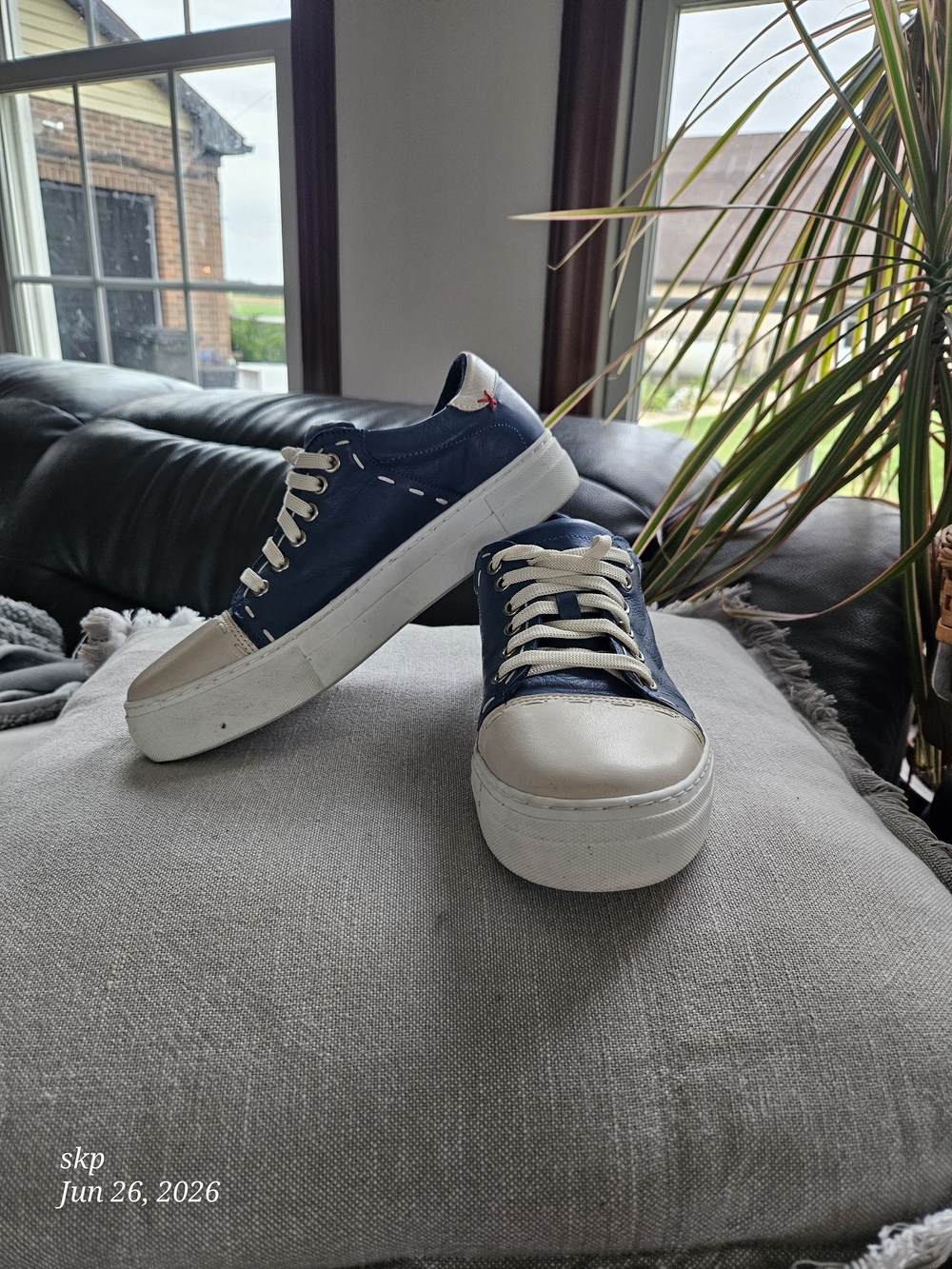 Miz Mooz "Miz Moo" Navy and White Platform Sneakers Size 7.5